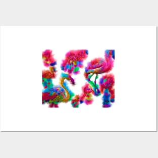 Abstract Flamingo Flock Posters and Art